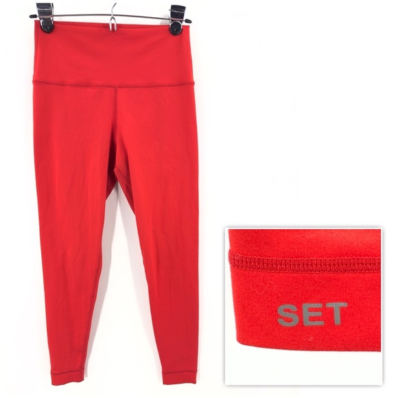 SET Active Leggings Womens Size S Red 25 Inch High Rise Workout Yoga - Picture 1 of 9